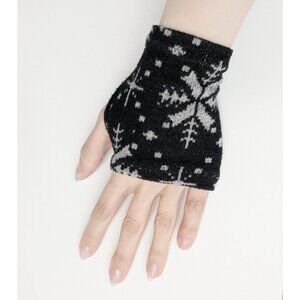 Handmade Snowflake Print Hand Warmers - Fingerless Gloves, Cozy, Cottagecore